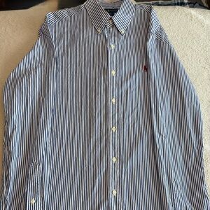 Ralph Lauren Men's Navy/White Striped Long Sleeve Shirt M